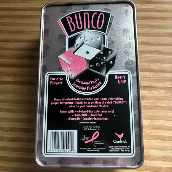 CARDINAL GAMES BUNCO GAME IN PINK COLLECTORS TIN - Picture 2 of 4
